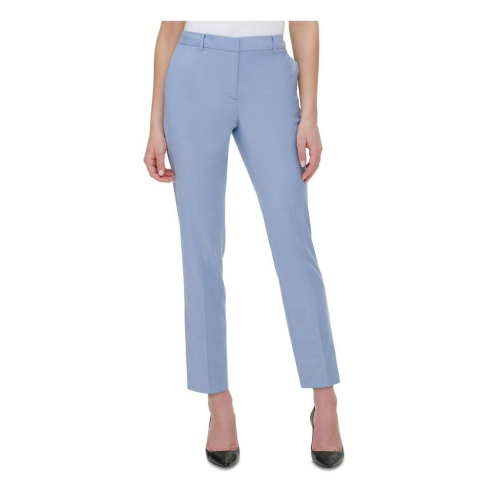 DKNY Womens Light Blue Zippered Pocketed Ankle Wear To Work Pants Petites 10P